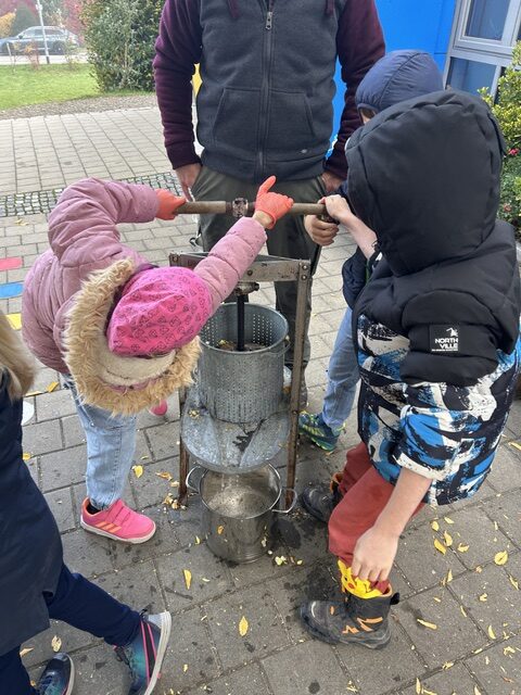 Apfeltag mit Herstellung von Apfelsaft